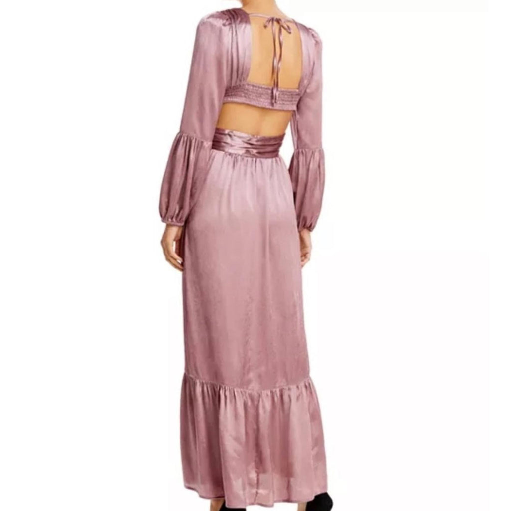 RAHI Luster "Leila" Midi Dress w/ Long Sleeve in Rose, Size S New w/Tag $186