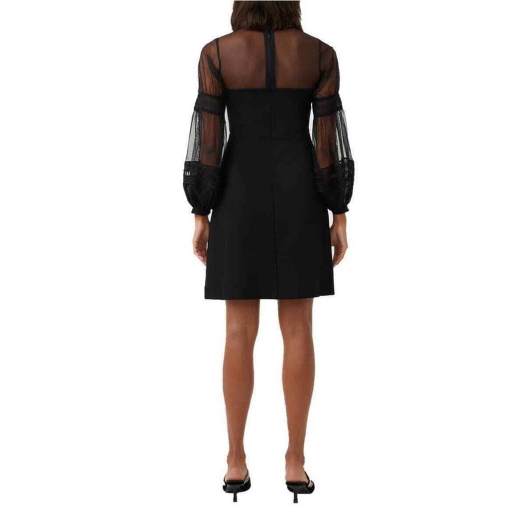 French Connection Paulette Puff-Sleeve Fit+Flare Dress, Size 4 NEW w/Tag $148