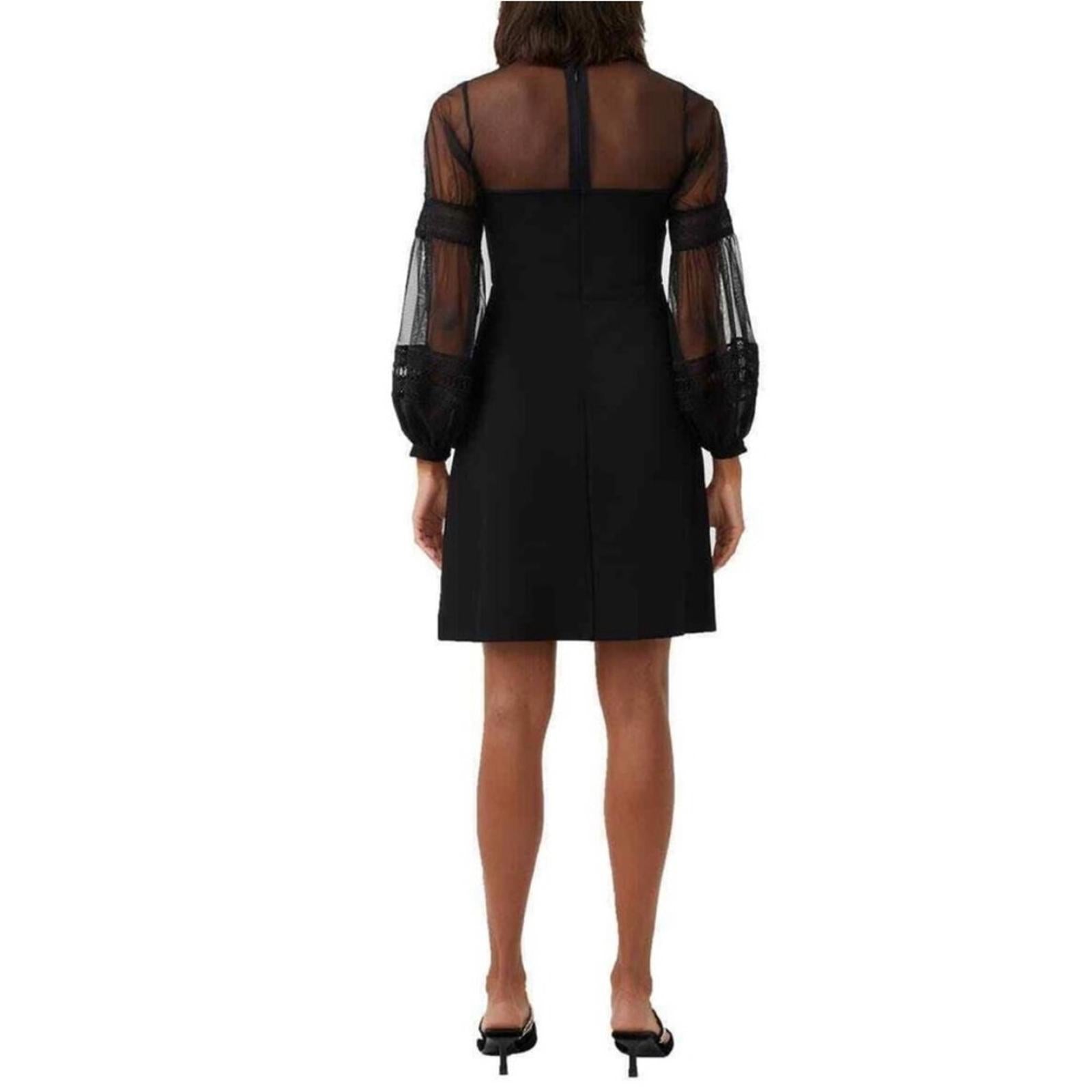 French Connection Paulette Puff-Sleeve Fit+Flare Dress, Size 4 NEW w/Tag $148