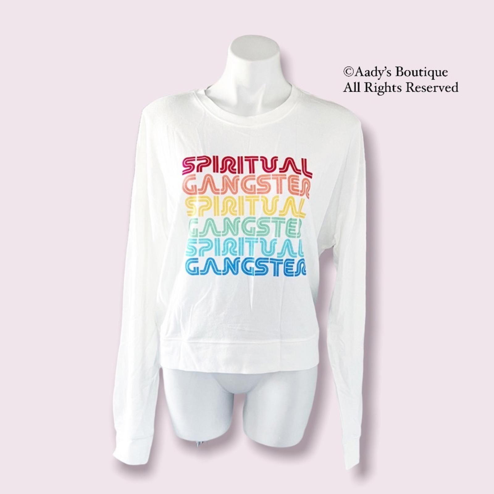 Spiritual Gangster Sweatshirt Knit Loungewear in White, Size XL NEW w/Tag