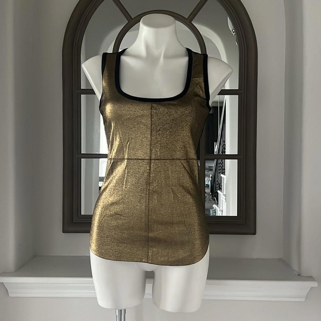 NEW Karen Kane Women’s Shell Metallic Front Tank Top, Size S Gold Copper Size S