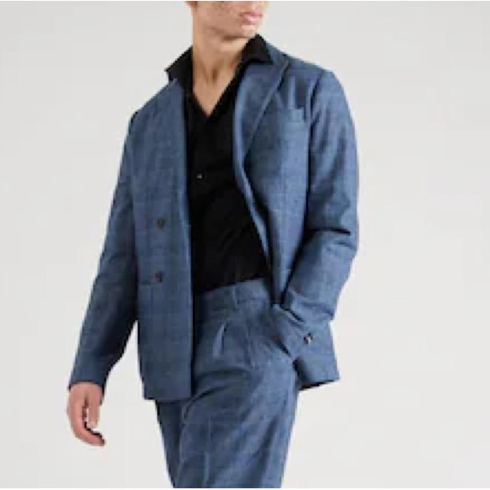 Scotch & Soda Double-Breasted Check Blazer in Blue, Size XXL NEW w/Tag $308