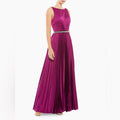 Mac Duggal’s IEENA Belted Pleated Satin Gown in Berry Size 8, New w/Tag