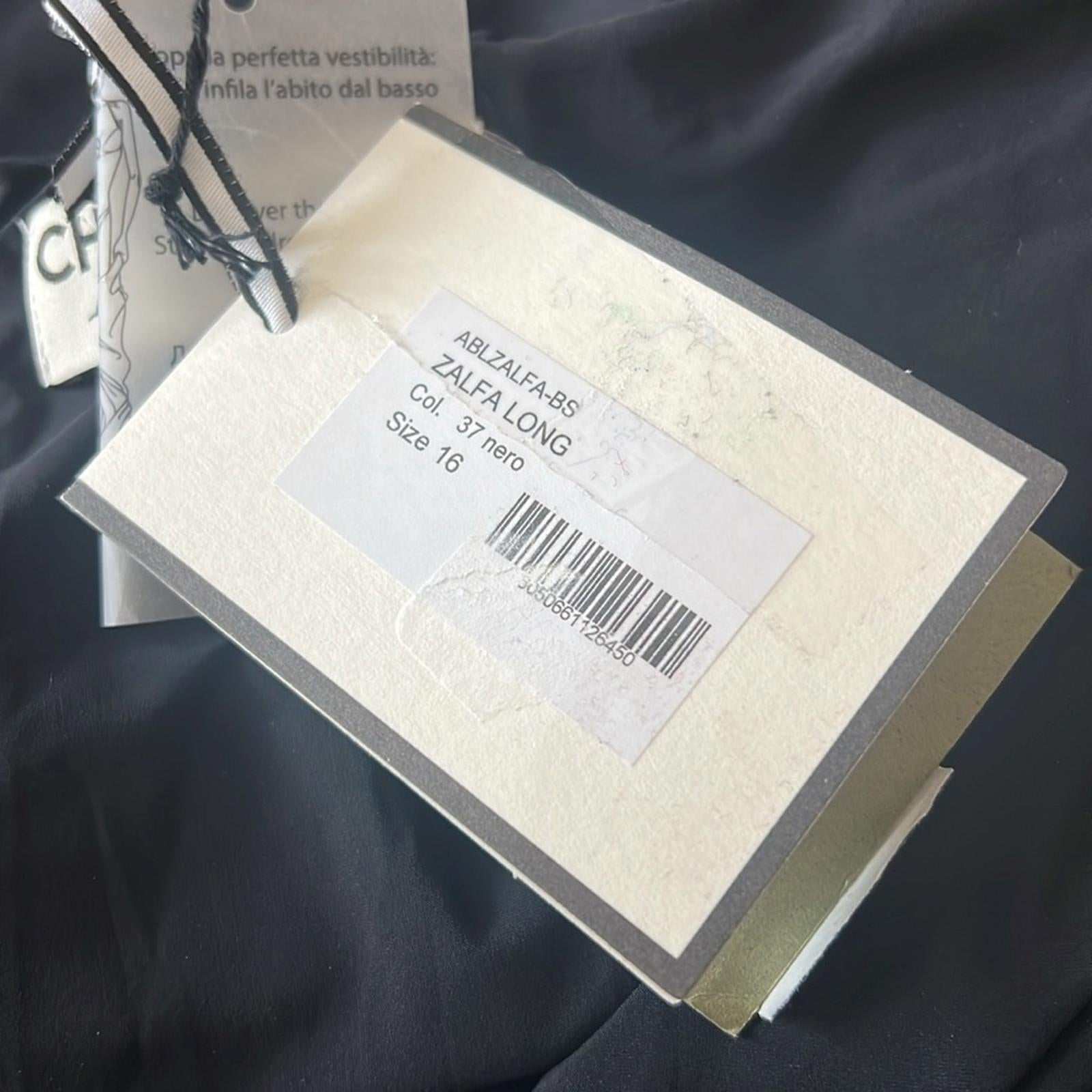 NWT Chiara Boni La Petite Robe Zalfa Column Gown in Black Size 16 MADE IN ITALY