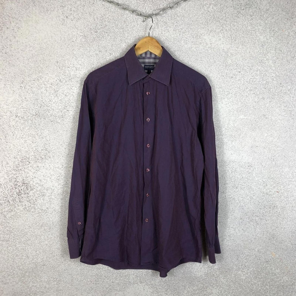 KENZO Homme Iridescent Long-Sleeve Dress Shirt in Purple, Size 43/17 EXCELLENT!