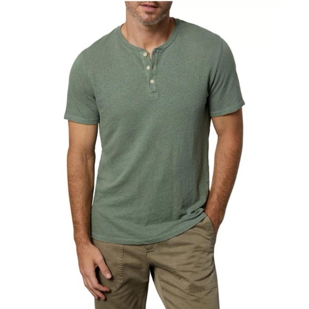 Velvet by Graham & Spencer Lionel Linen Blend Henley Shirt Green, NWT, Size XL