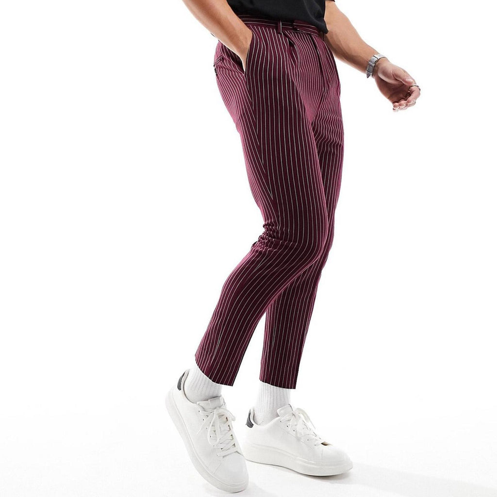 ASOS Tapered Smart Pants, Burgundy Pin Stripe, Size W34 L30 New w/Tag SOLD OUT