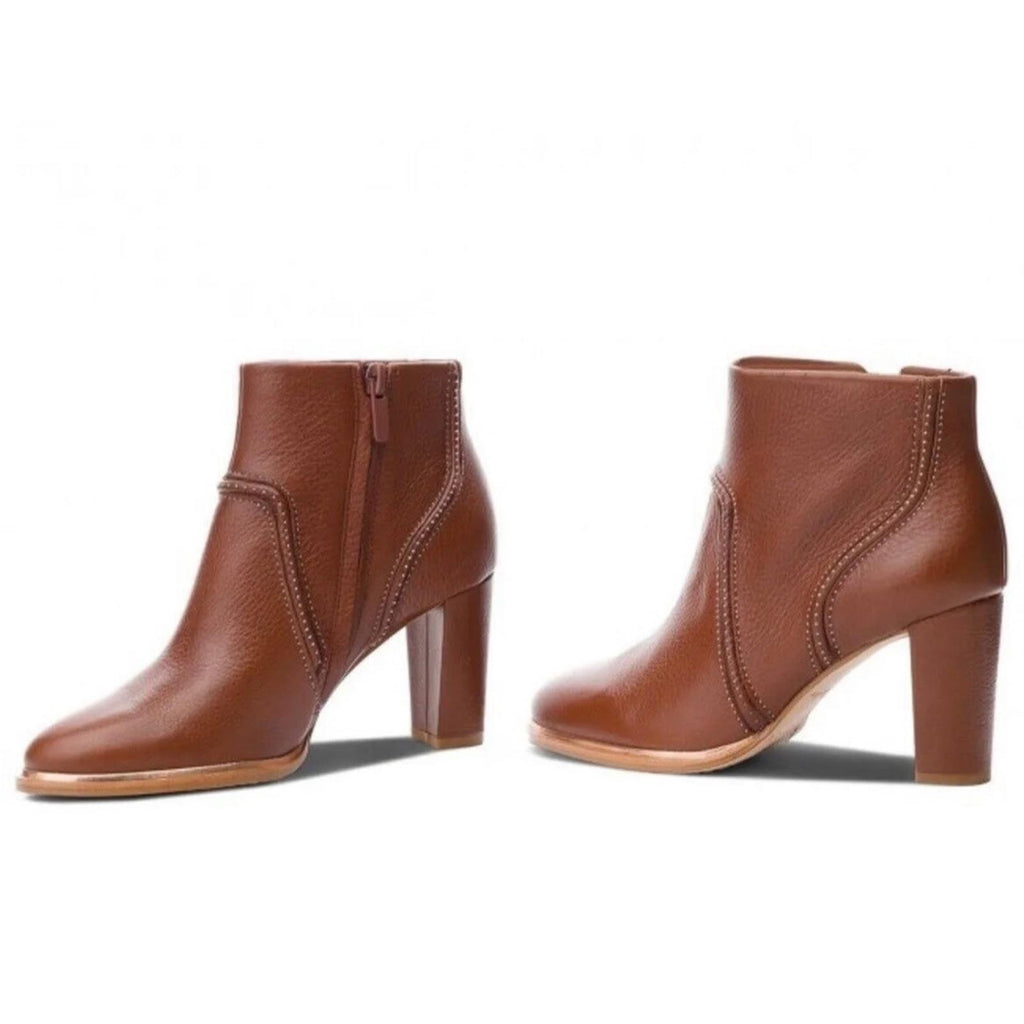 NEW Clarks Ellis Betty Tan Leather Heel Boots, Women’s Size UK 8D US 10.5M