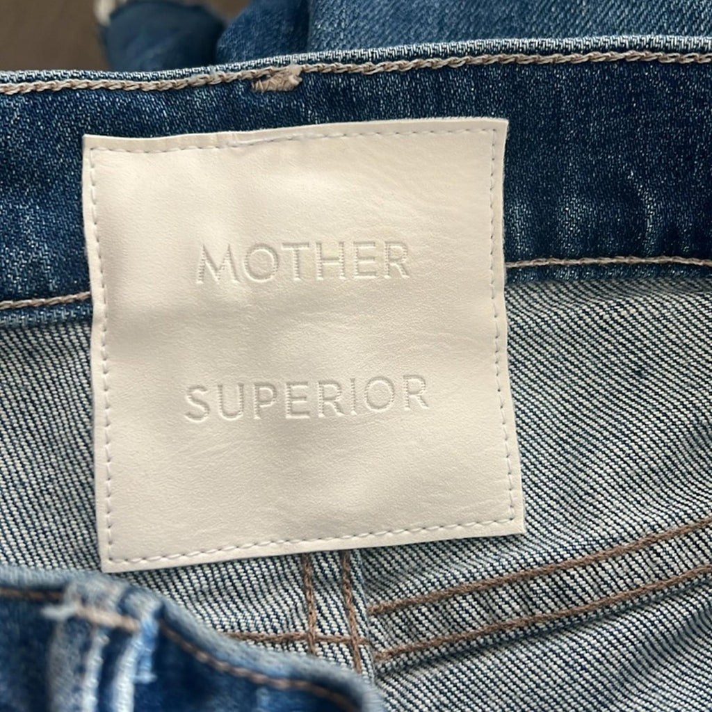 Mother High-Waisted Smokin’ Short Fray Jeans w/Strawberry Patch, Size 26 NWT