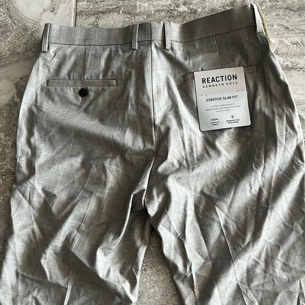 Kenneth Cole REACTION Premium Flex Slim Fit Dress Pants Oatmeal, 33W x 32L NWT