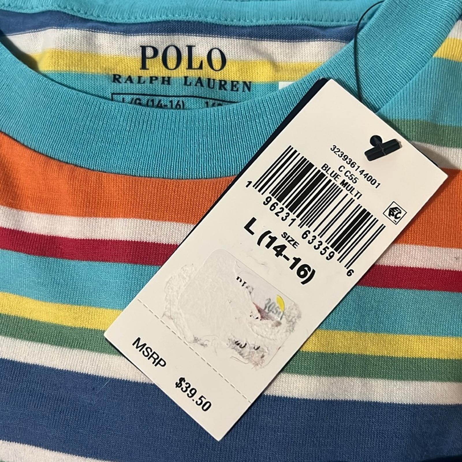 Polo Ralph Lauren Boys Striped Cotton Jersey Pocket Tee, NWT, Size L (14-16)