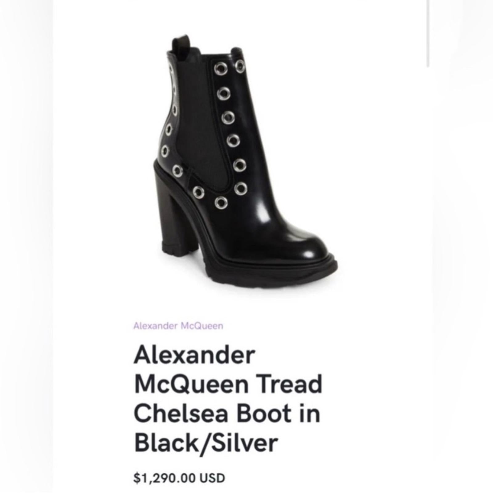 Alexander McQueen Tread Grommet Embellished Boots Black Size 41 New in Box $1290
