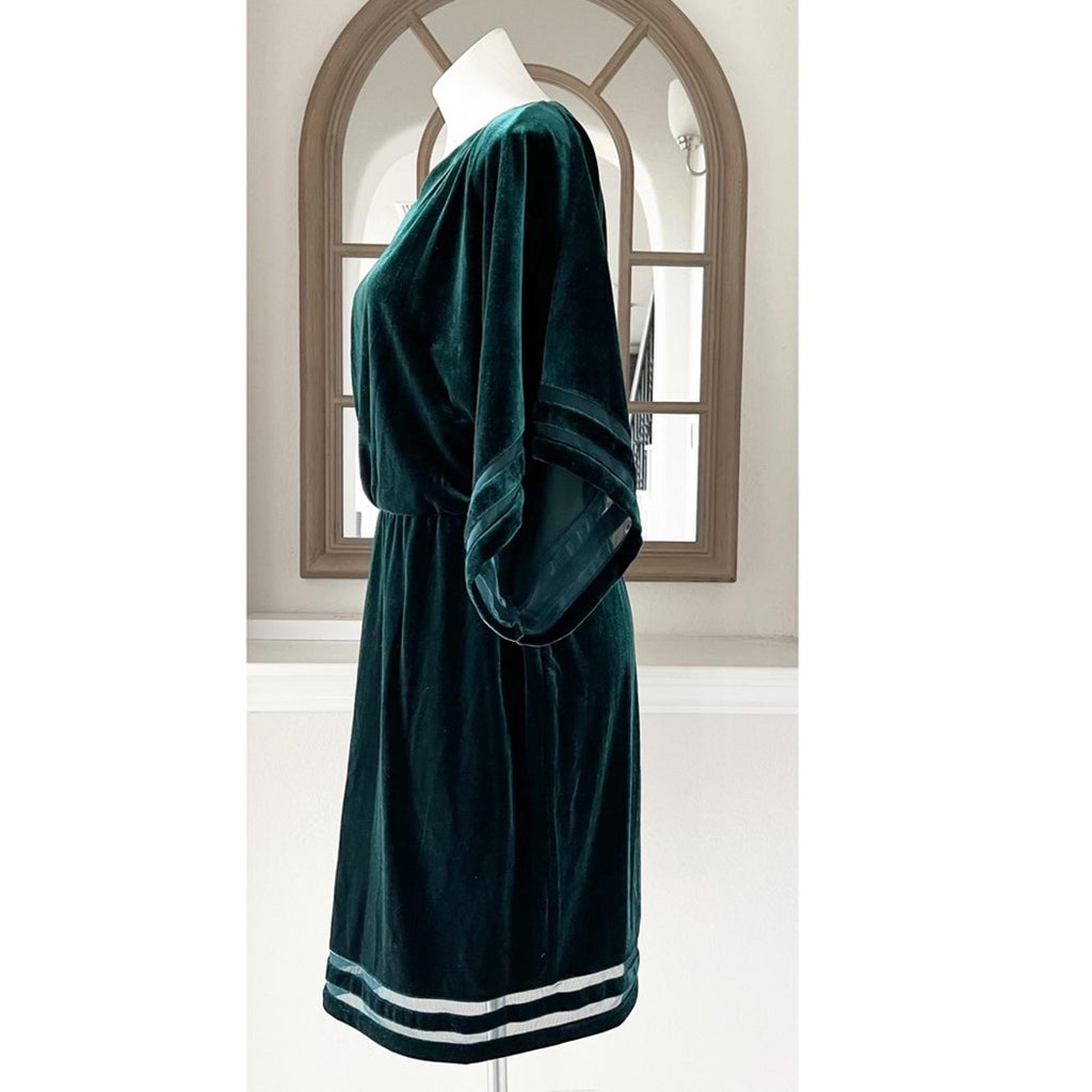 Jessica Howard GREEN Velvet Knee Shift Dress, Size 14 EXCELLENT!