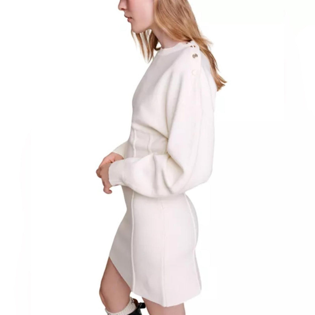Maje Balloon Sleeve Sweater Dress in Ecru/Cream, Women’s Size EU36 NWT