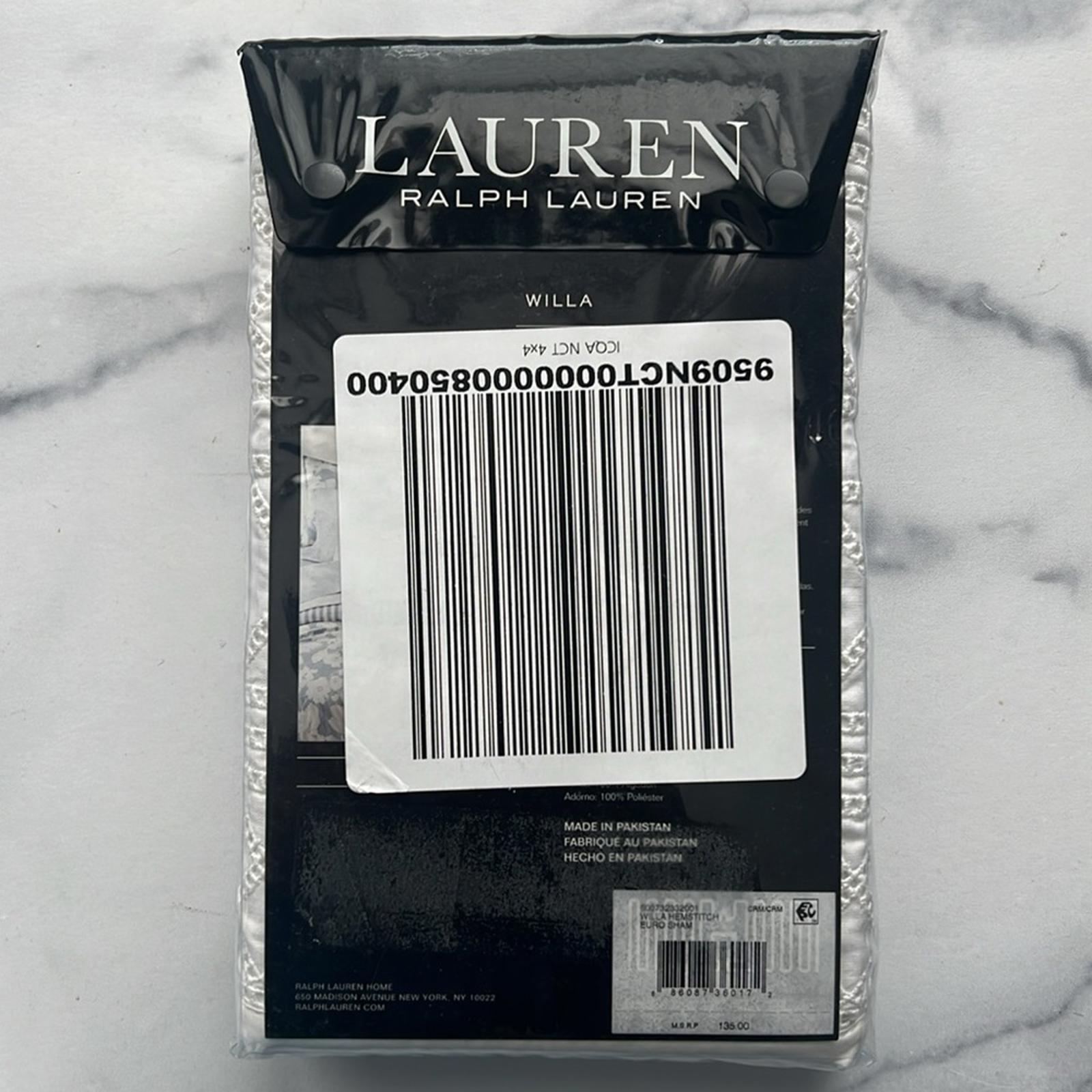 Lauren Ralph Lauren Willa Hemstitched Euro Sham in Cream, New w/Tag $135