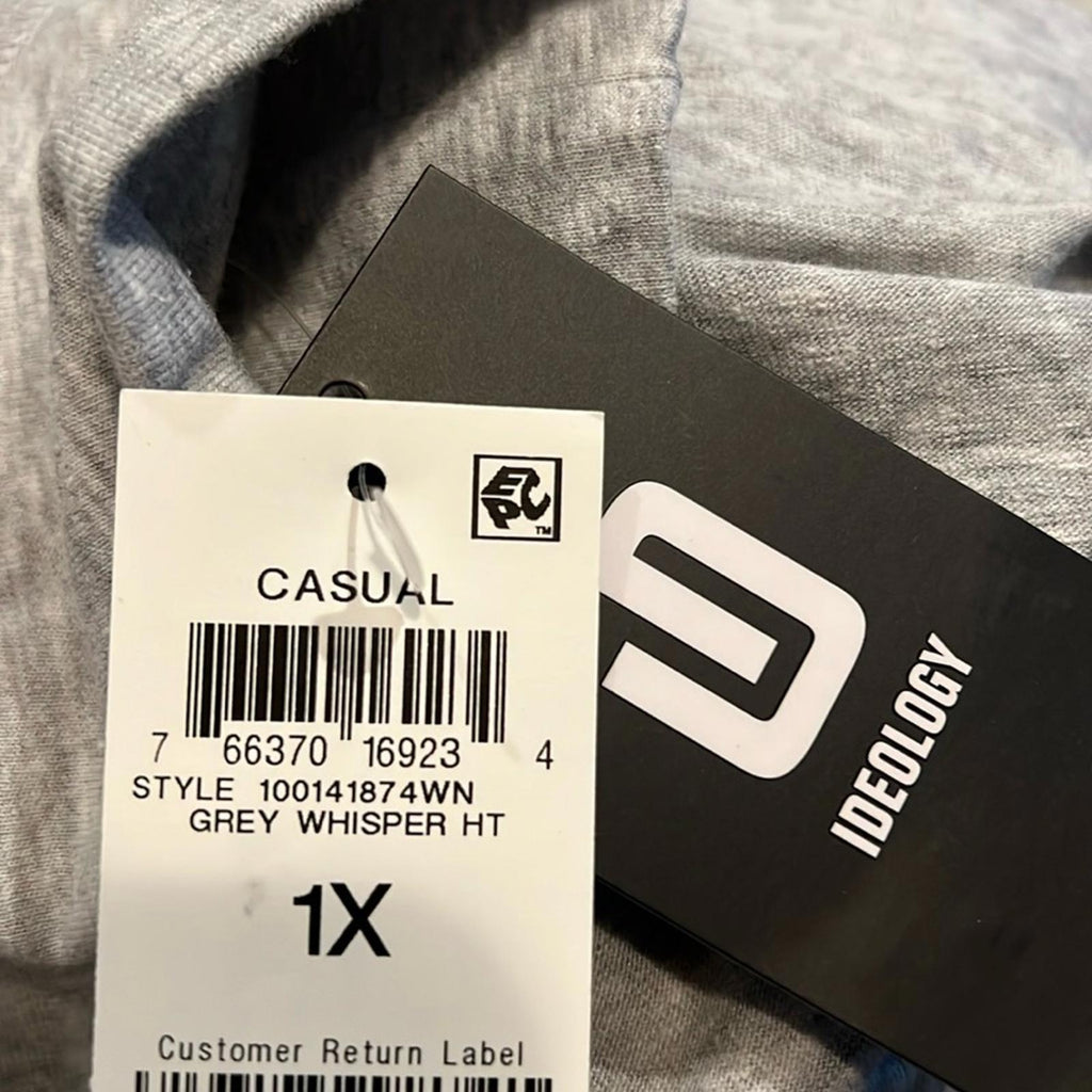 ID Ideology Retro Recycled Full Zip Jacket Heather Grey Plus Size 1X New w/Tag