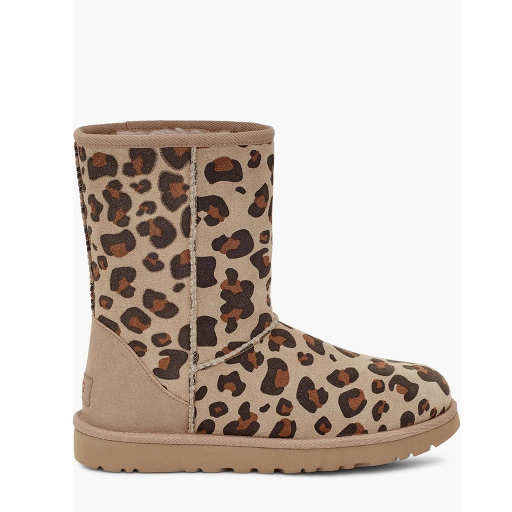 UGG Genuine Sheepskin Lined Leopard Print Boots, Size 7 New in Box