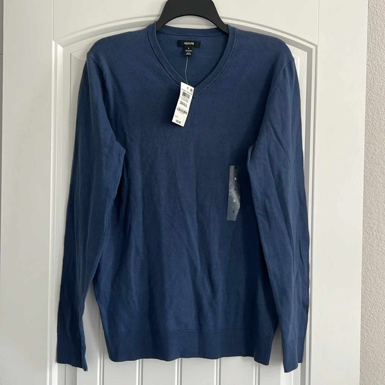 Alfani Men’s Heathered Knit Sweater in Blue Nite Size S, New w/Tag