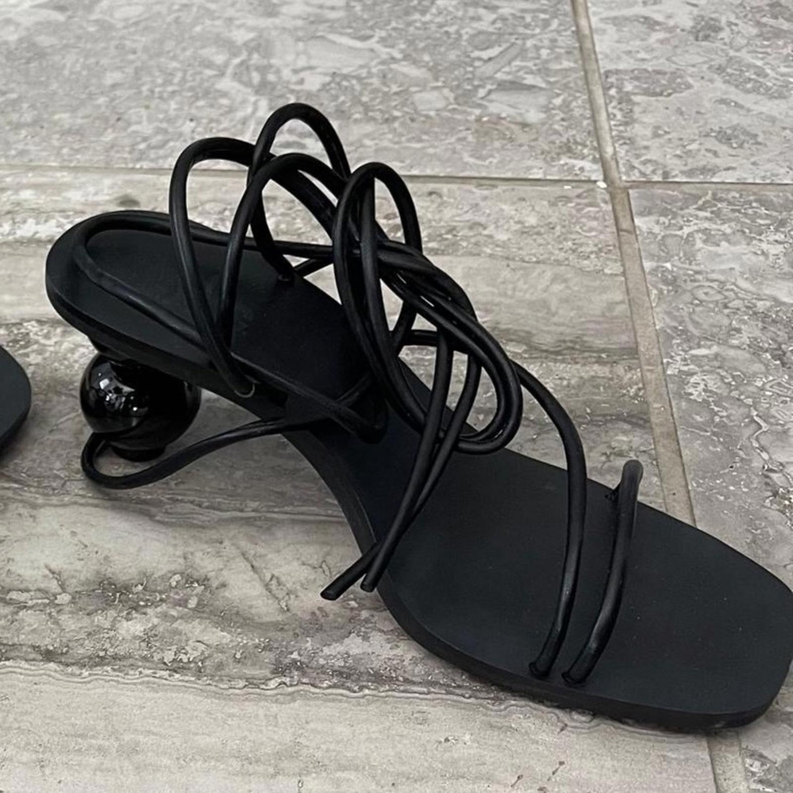 INC Chedel BLACK Lace-Up Ankle-T Sandals, Size 6 New in Box $79.50