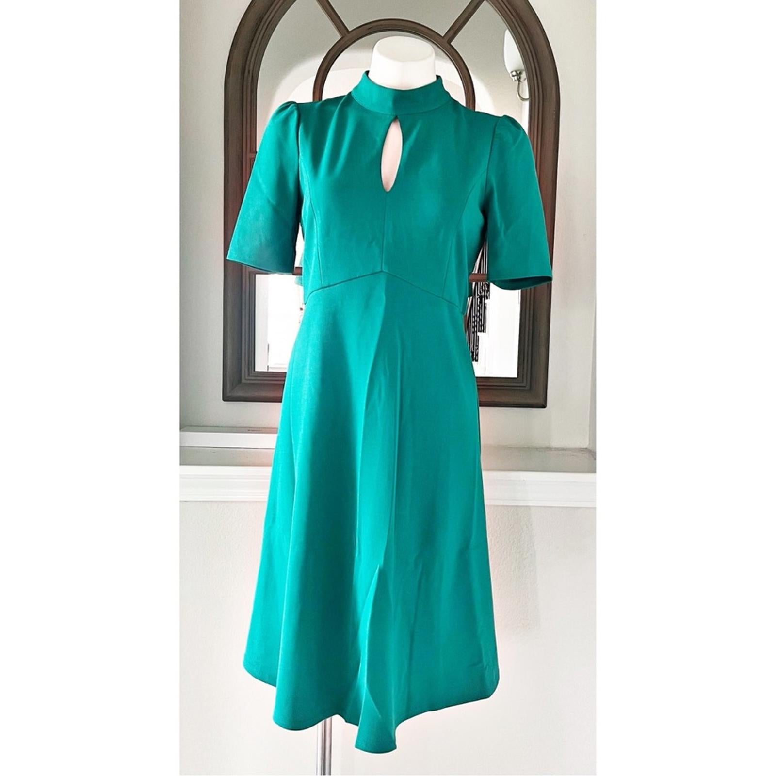 NEW London Times Keyhole Short Sleeve Fit & Flare Crepe Dress Size 8 Retail $118