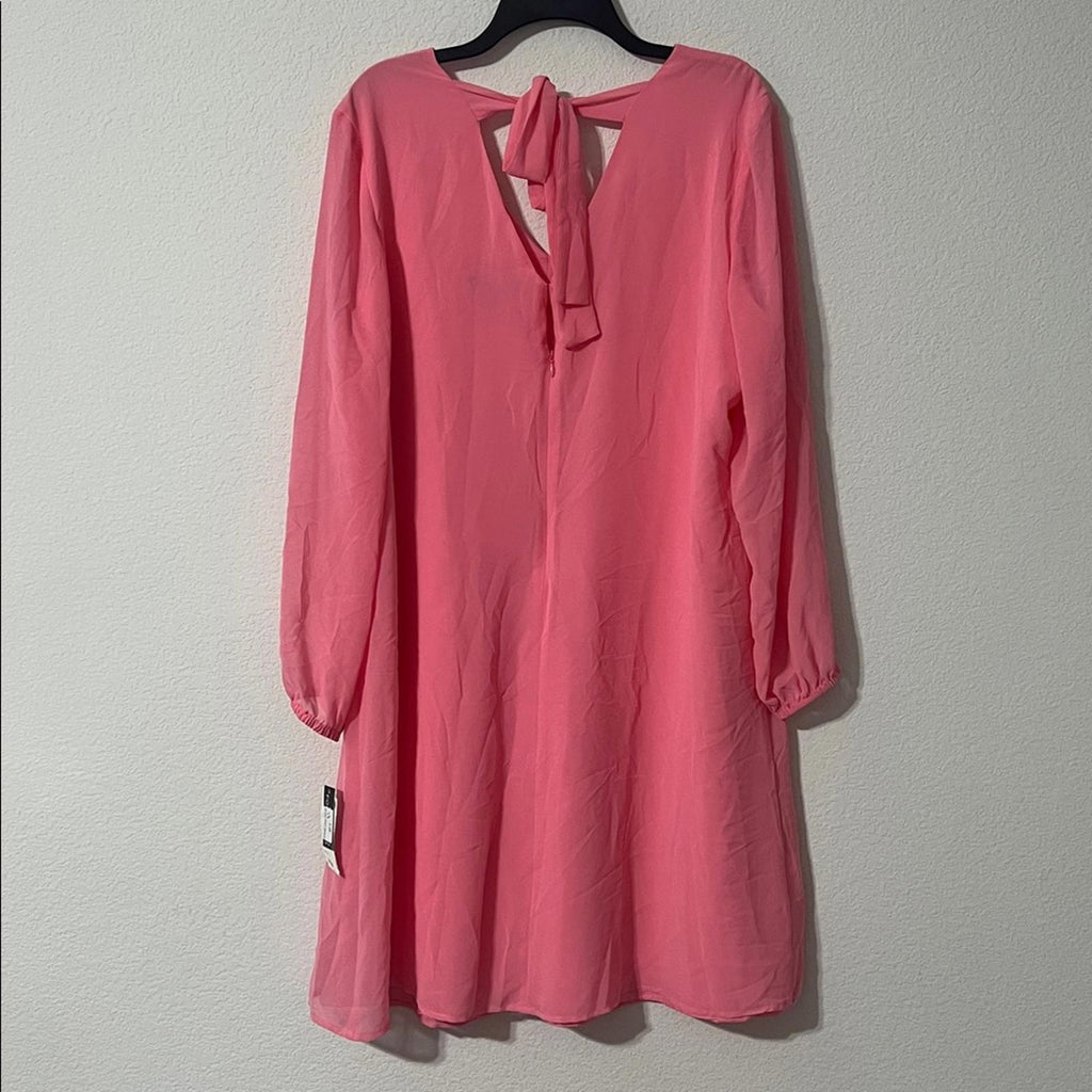 INC International Concepts Chiffon Short Shift Dress w/Long Sleeve, Size 1X, NEW