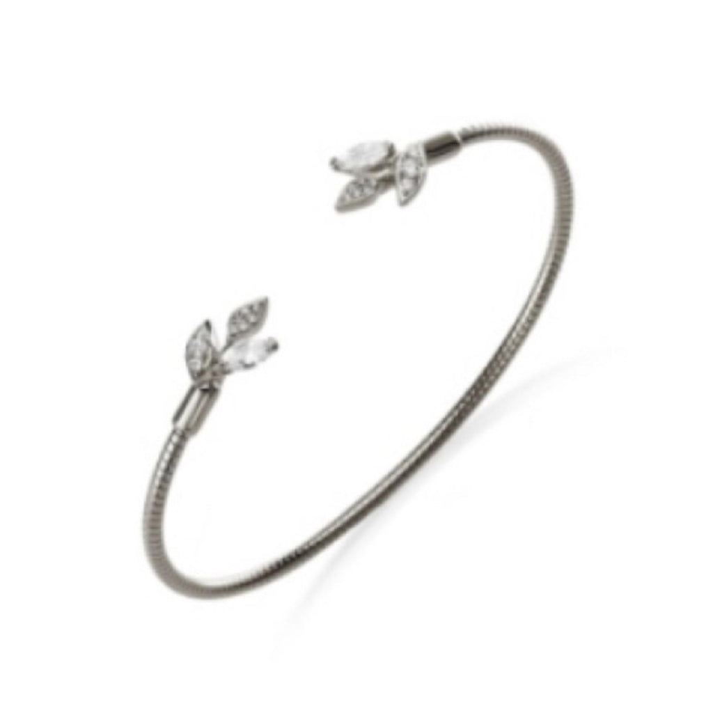 Eliot Danori Leaf Flexi Cuff Bracelet, Rhodium Plated New w/Tag $65