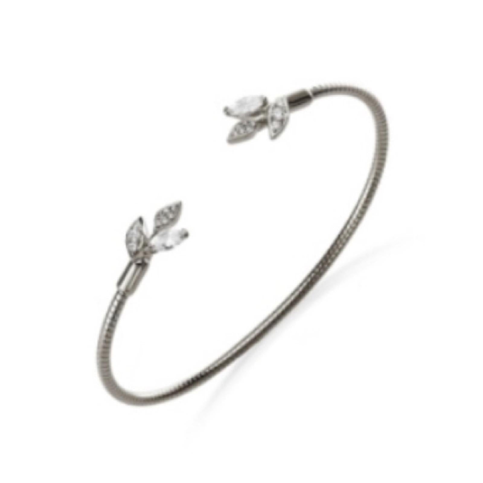 Eliot Danori Leaf Flexi Cuff Bracelet, Rhodium Plated New w/Tag $65