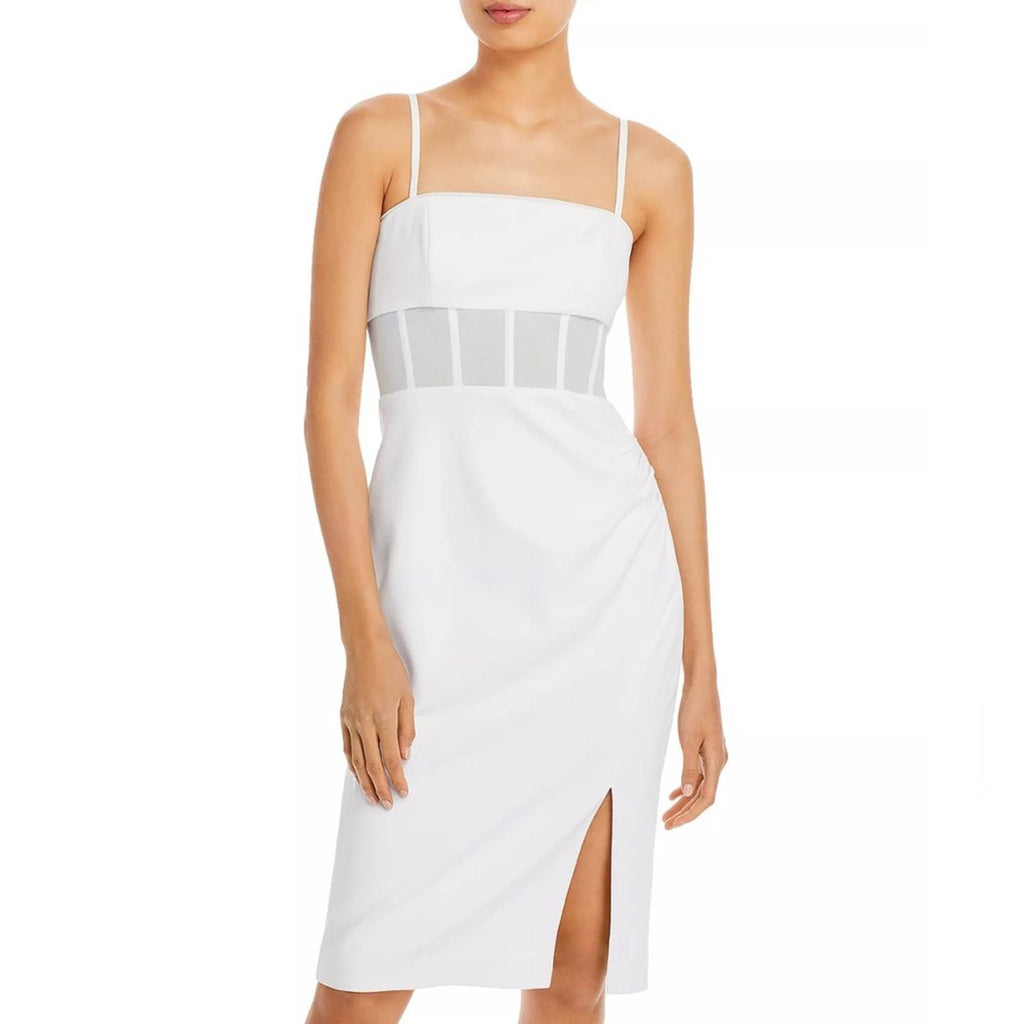 BCBGMaxazria STRAPLESS Illusion Waist Dress, White Size 10, Retail $298