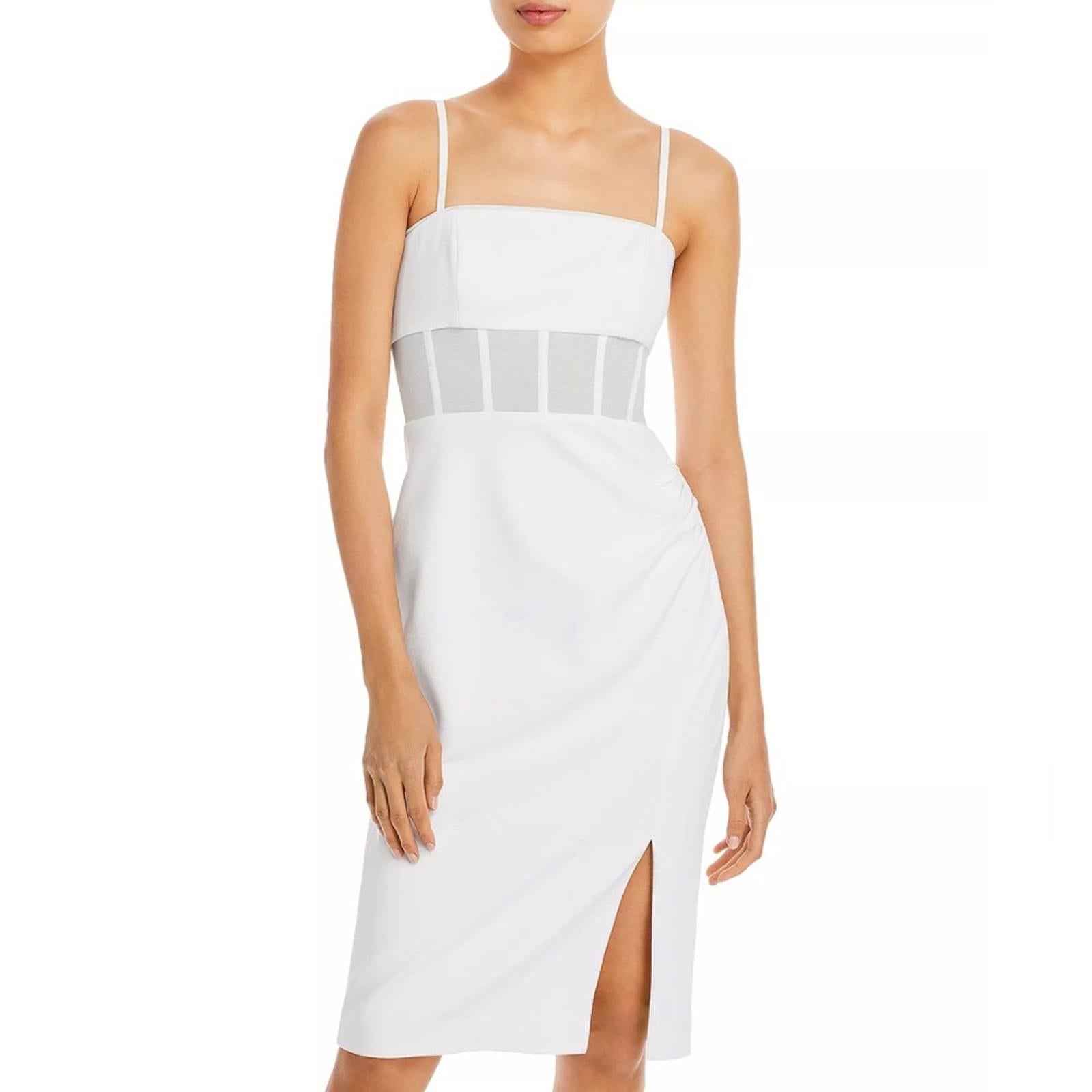 BCBGMaxazria STRAPLESS Illusion Waist Dress, White Size 10, Retail $298