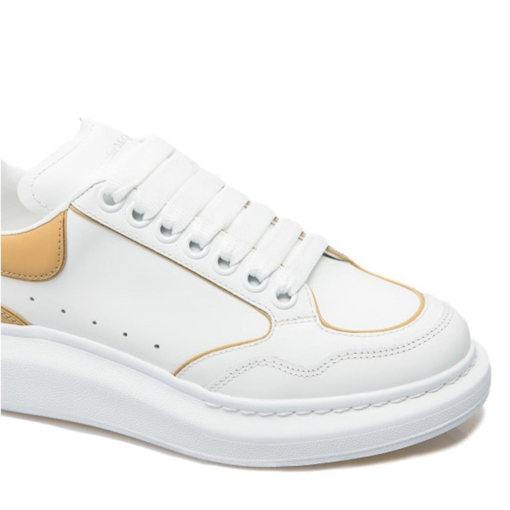 Alexander McQueen Oversized Low-Top Sneakers in White/ Camel, Size 41 NEW $850