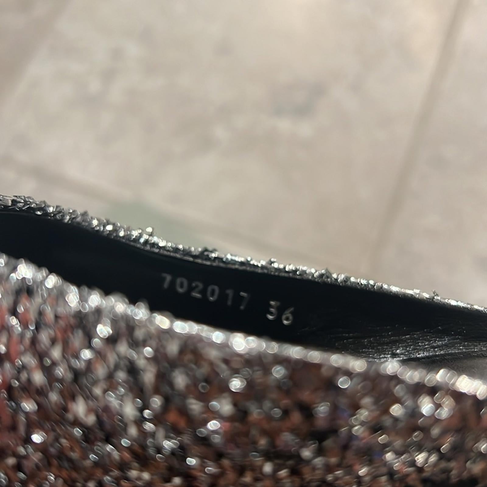 Balenciaga Knife Glitter High Heel Mules in Silver Titanium Size 36 New in Box