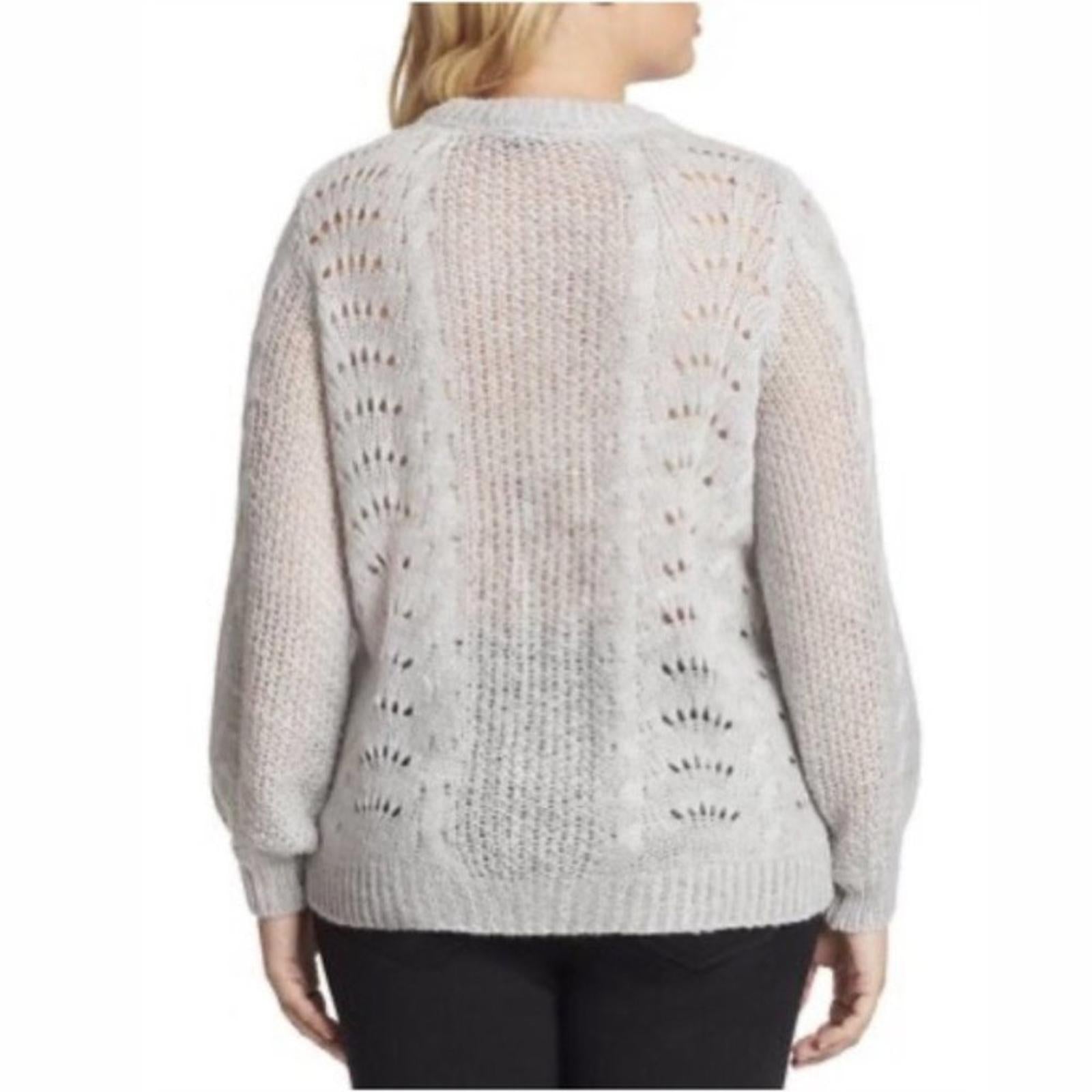 Jessica Simpson Hazel Loose Knit Crewneck Pullover in Grey, Size XL New w/Tag
