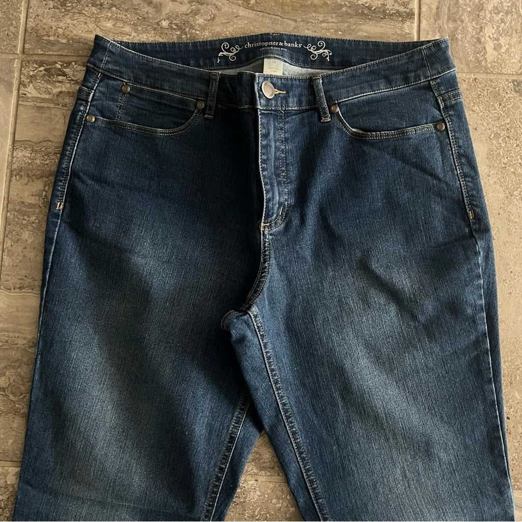 NEW Christopher & Banks Straight Leg Modern Fit Jeans, Med Stonewash, Size 10