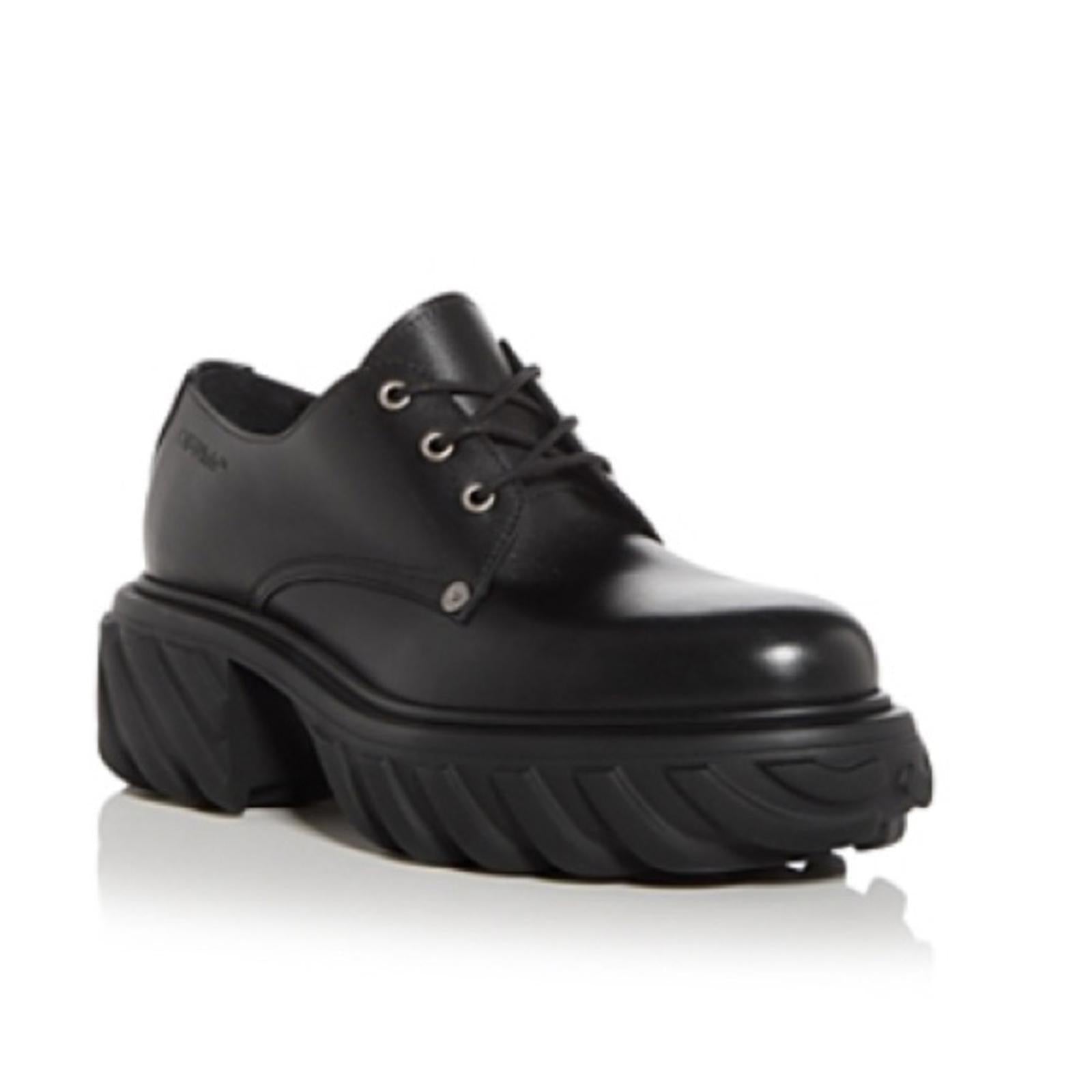 Off-White Men’s Exploration Derby Lug Sole Shoes in Black, NWT, Size 43