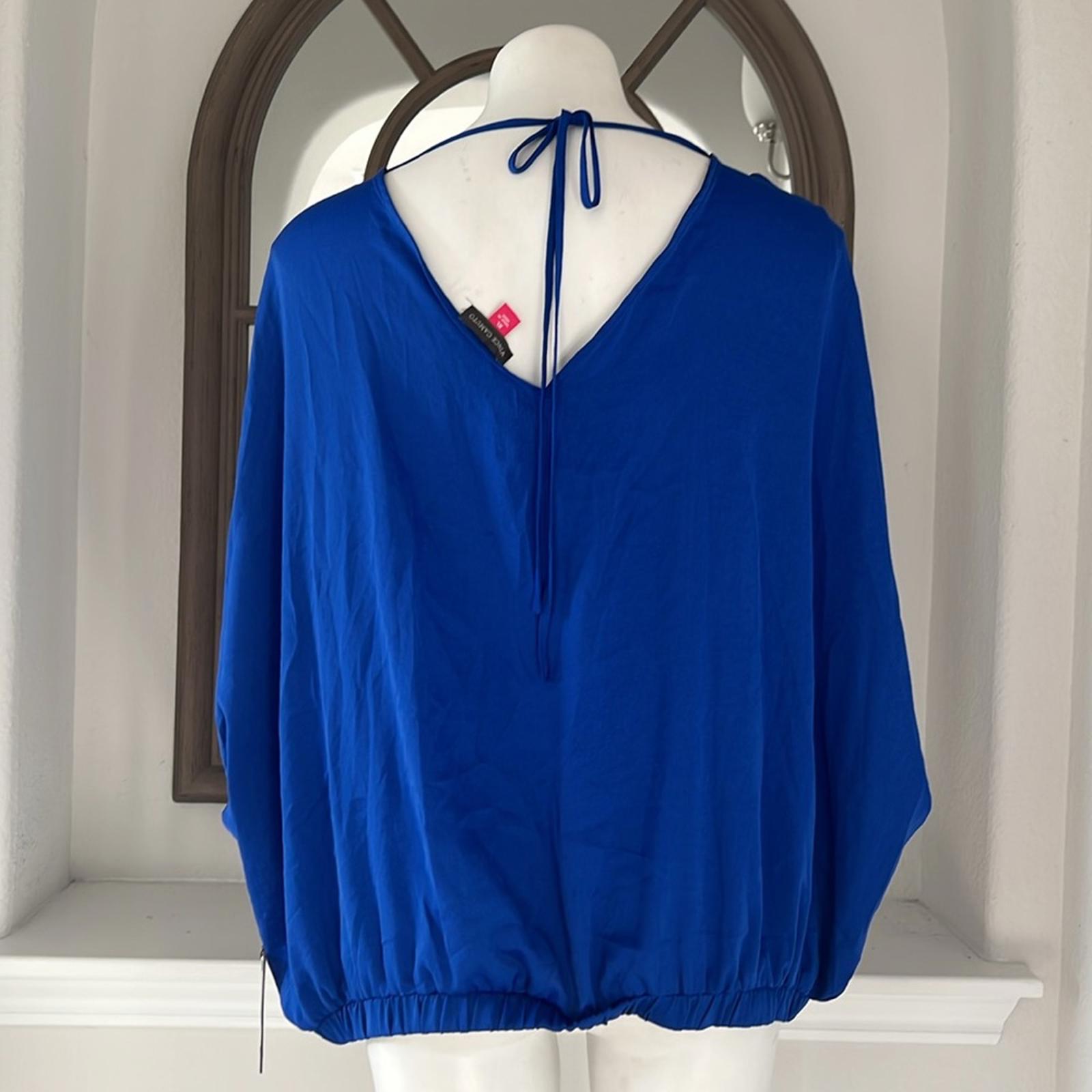 Vince Camuto Dolman Sleeve Fold Front V-Neck Rumple in Cobalt Blouse Size XL NWT