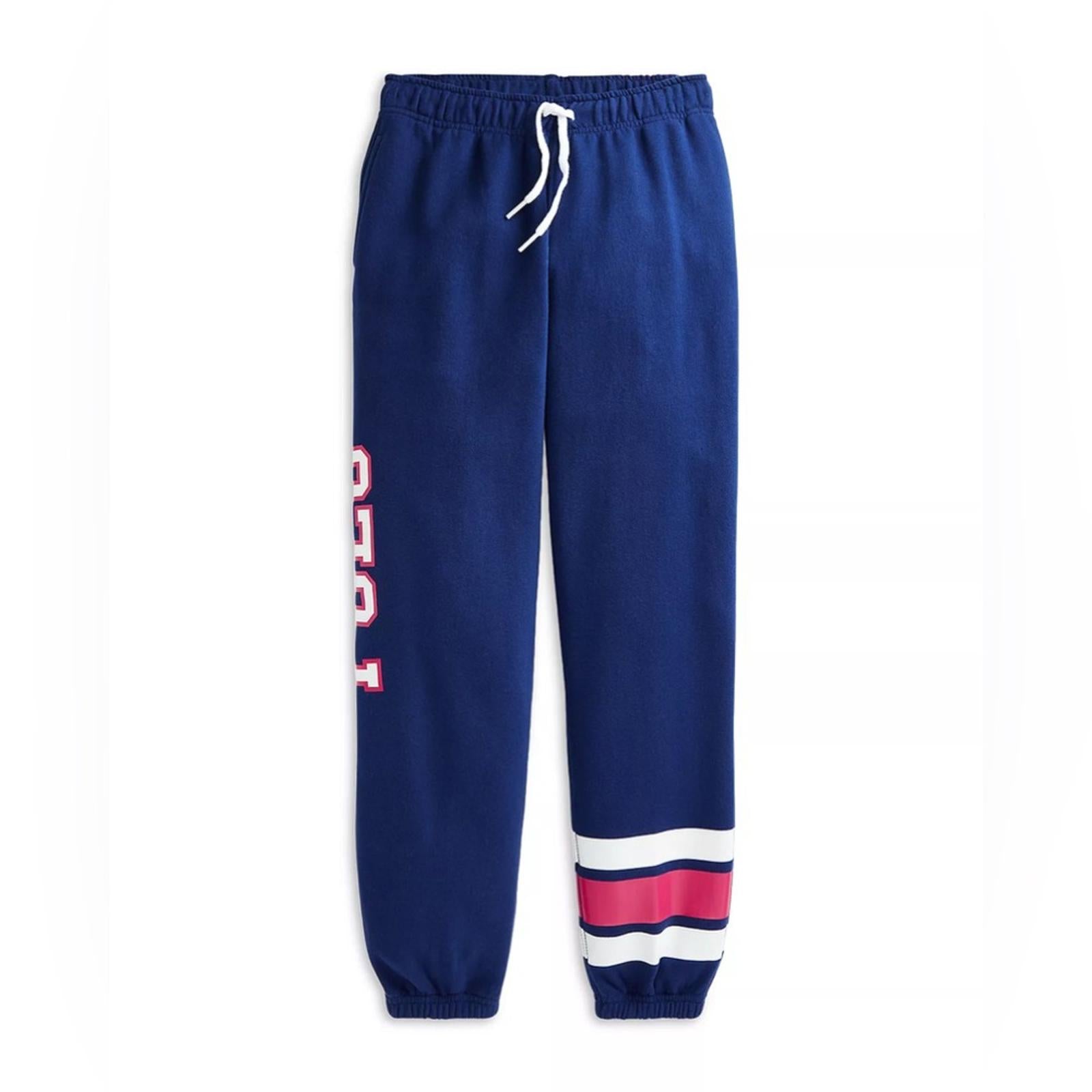 Polo Ralph Lauren Girls' Collegiate Jogger Pants, Blue Size M (8-10) New w/Tag