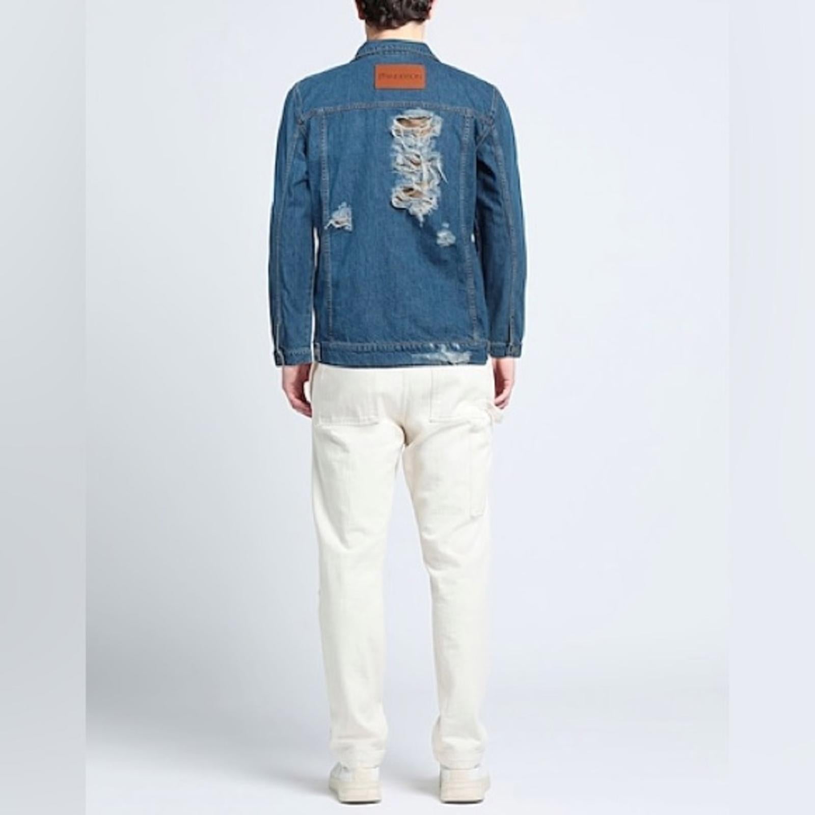 J.W. Anderson Distressed Denim Jacket in Light Blue, Size L New w/Tag 1,050