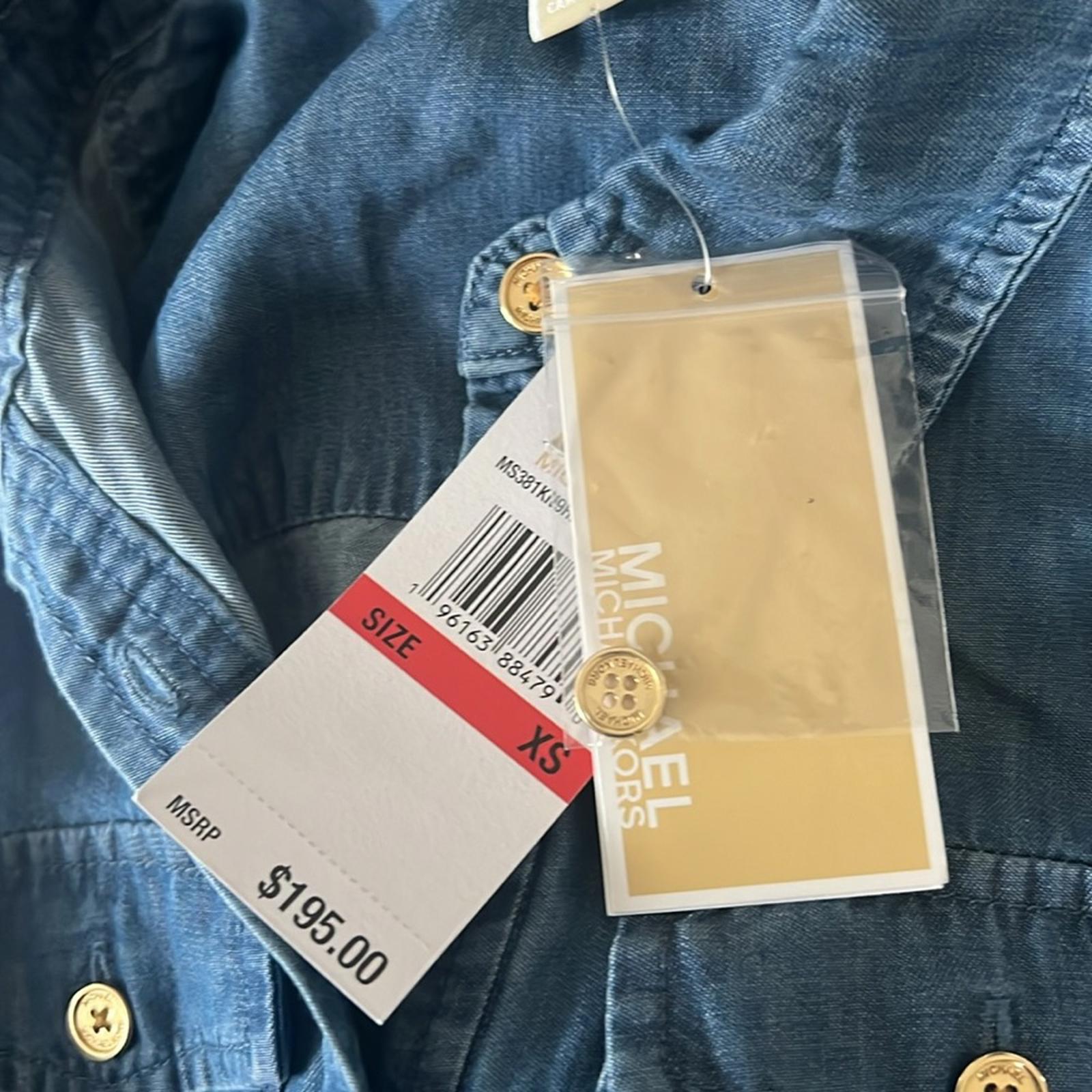 Michael Kors Chambray Tiered Ankle Dress in Light Cadet Wash, Size XS NWT $195