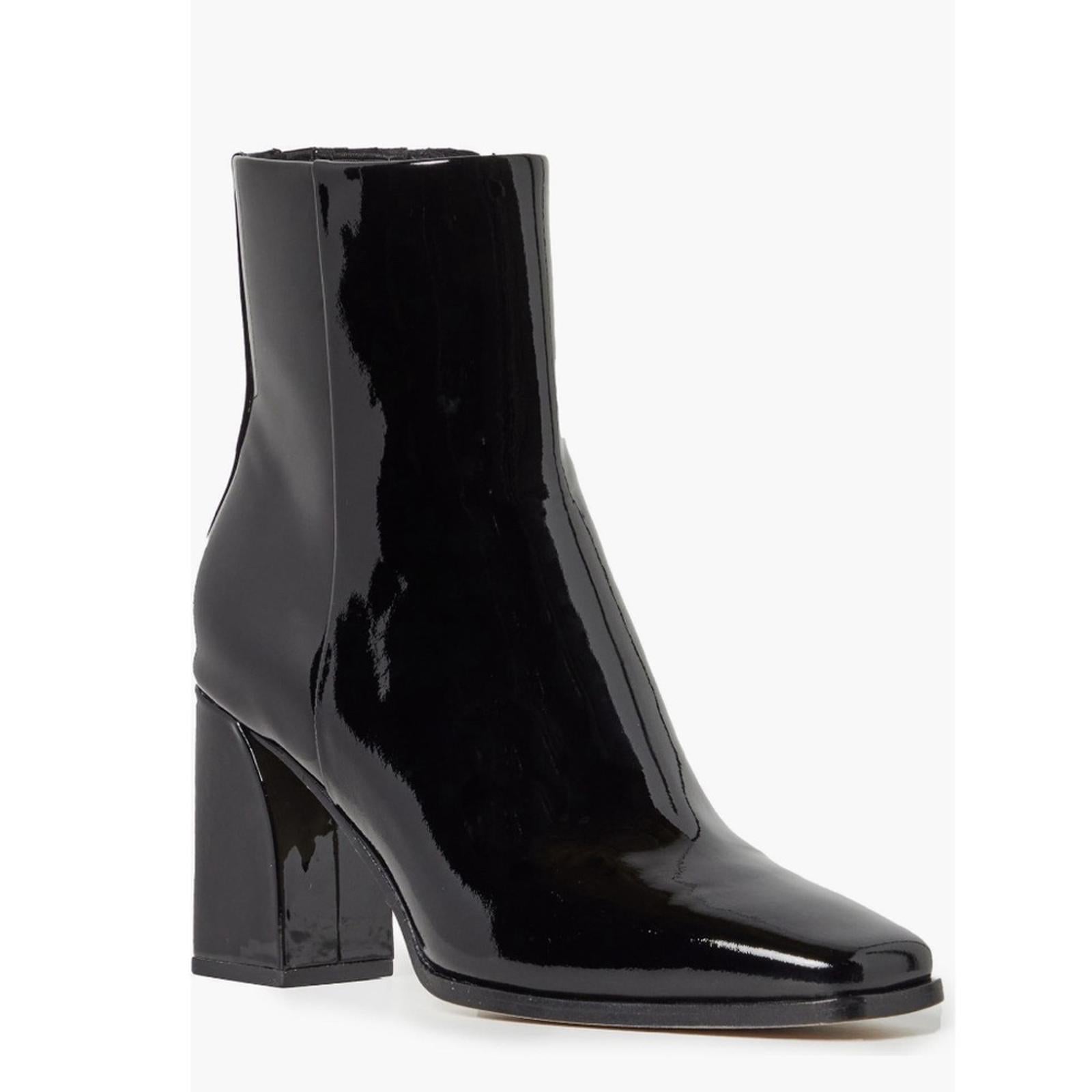 PAIGE Farah Square Toe Bootie in Black Patent Leather, Size 6.5 New in Box $420