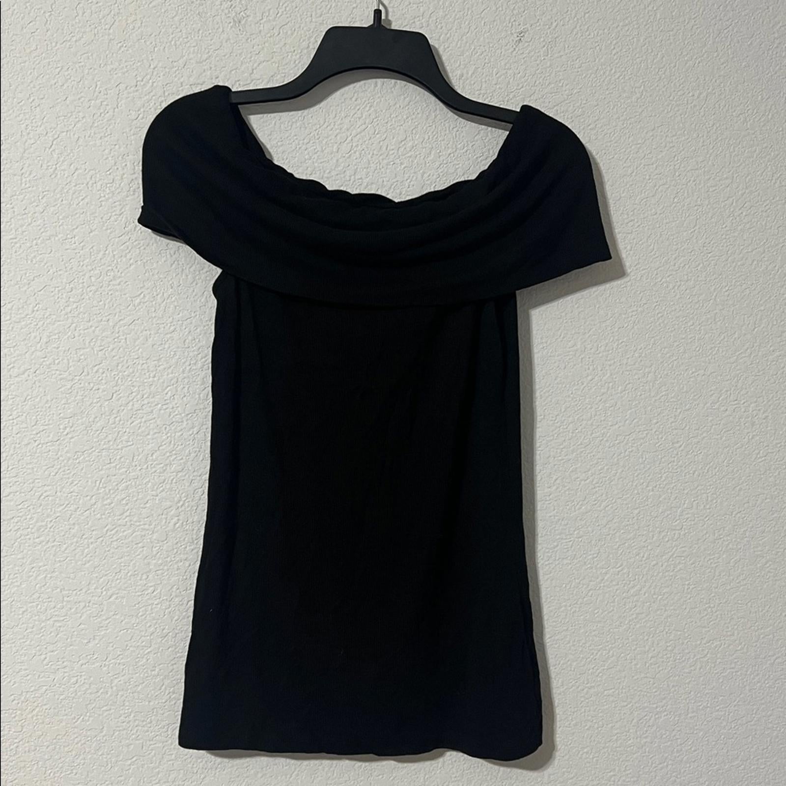 Enza Costa Ribbed Off-the-Shoulder Top in Black, Size L NEW w/Tag $175