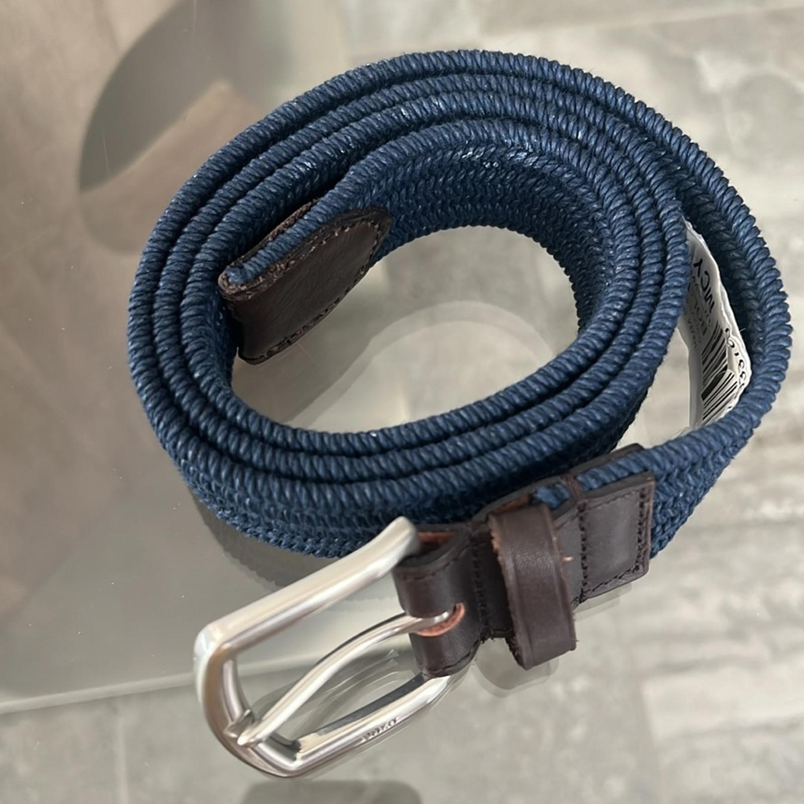 Polo Ralph Lauren 35MM Braided Stretch Buckle Belt in Navy, Size M Retail $89.50