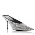 Balenciaga Knife Glitter High Heel Mules in Silver Titanium Size 37 New +DustBag