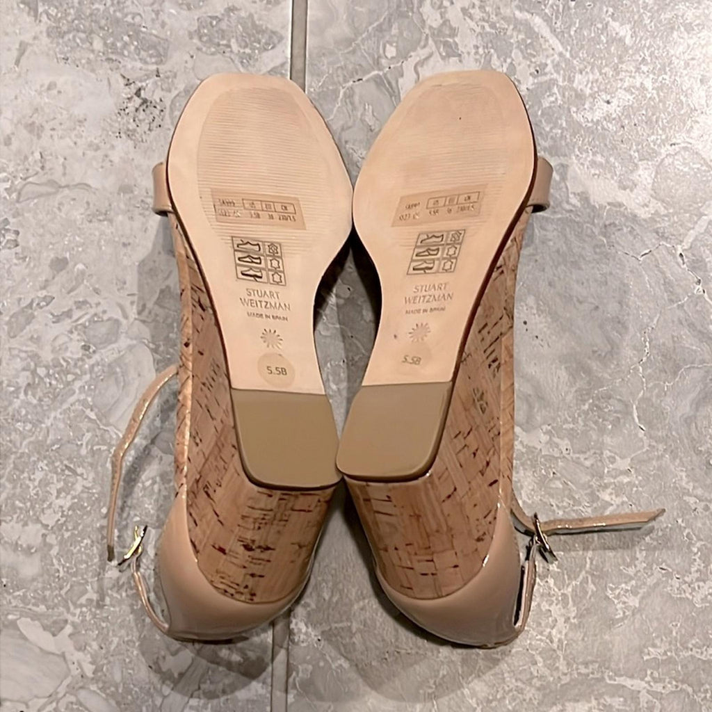 Stuart Weitzman Nudistcurve 50 Ankle Strap Wedge Sandals, Size 36/5.5 NEW in Box