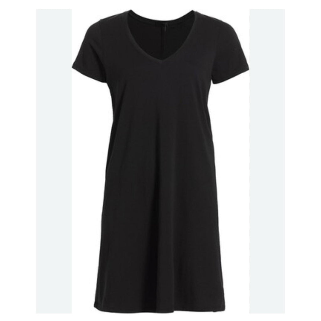 ATM Cotton Jersey V-Neck Mini T-Shirt Dress in Black, Size XS NEW w/Tag $195