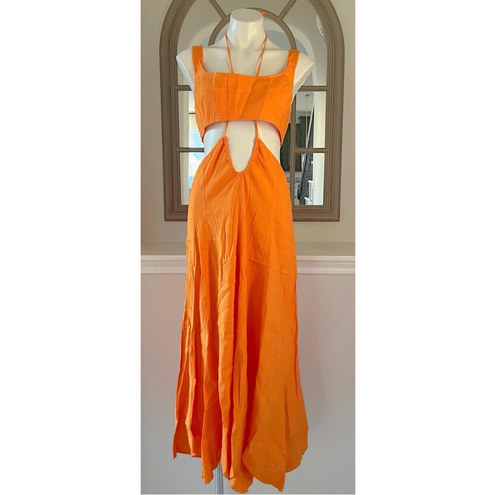NEW Cult Gaia Eileen Waist Cutout Dress, Revolve Apricot, Size L New w/Tag