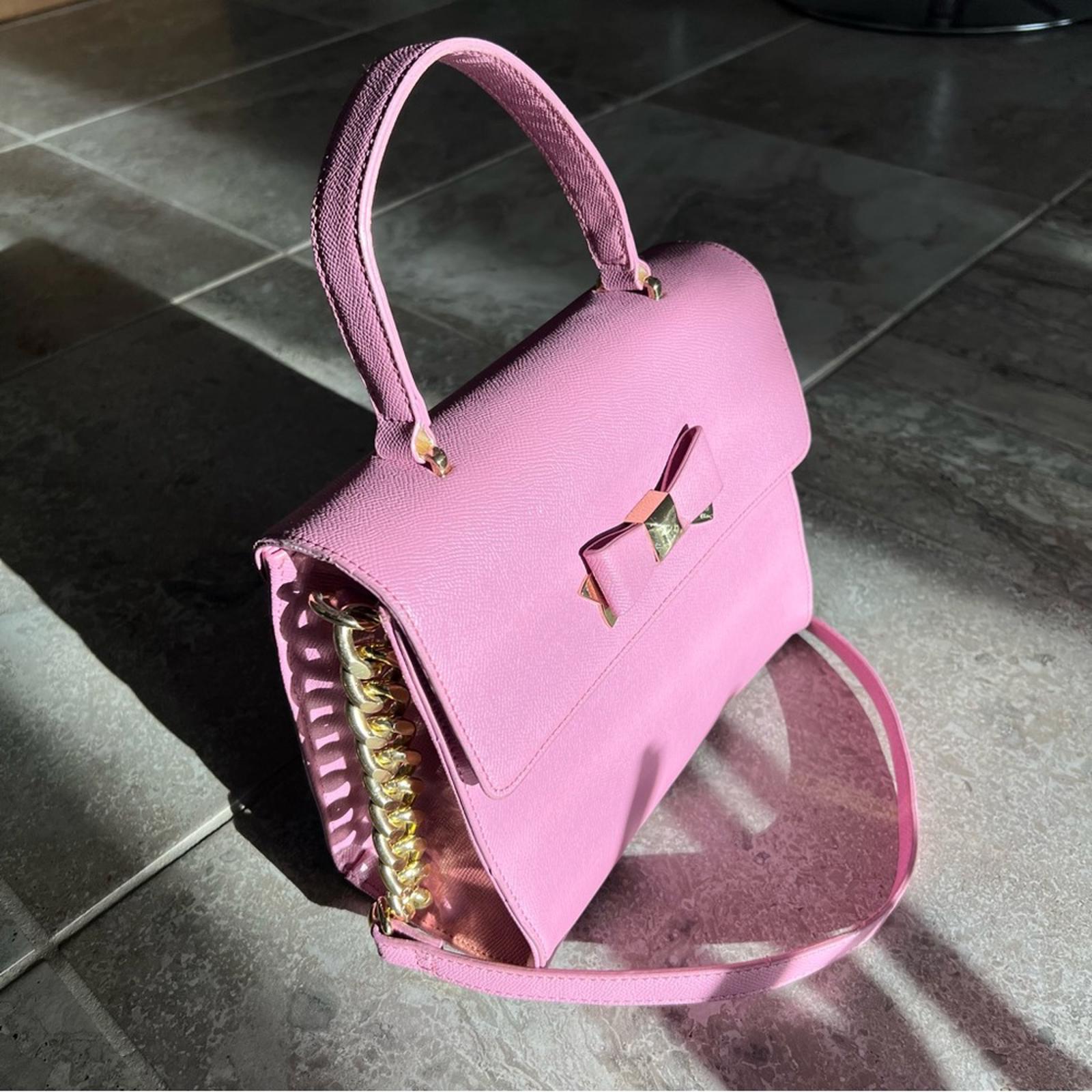 Betsey Johnson Xodevin Shoulder Bag with Chain Shoulder Strap in Pink Gold-Tone