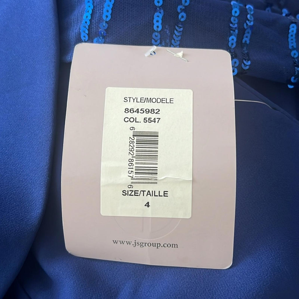 JS Collections Sequined Pintuck Jumpsuit in Blue, Size 4 New w/Tag, Retail $298