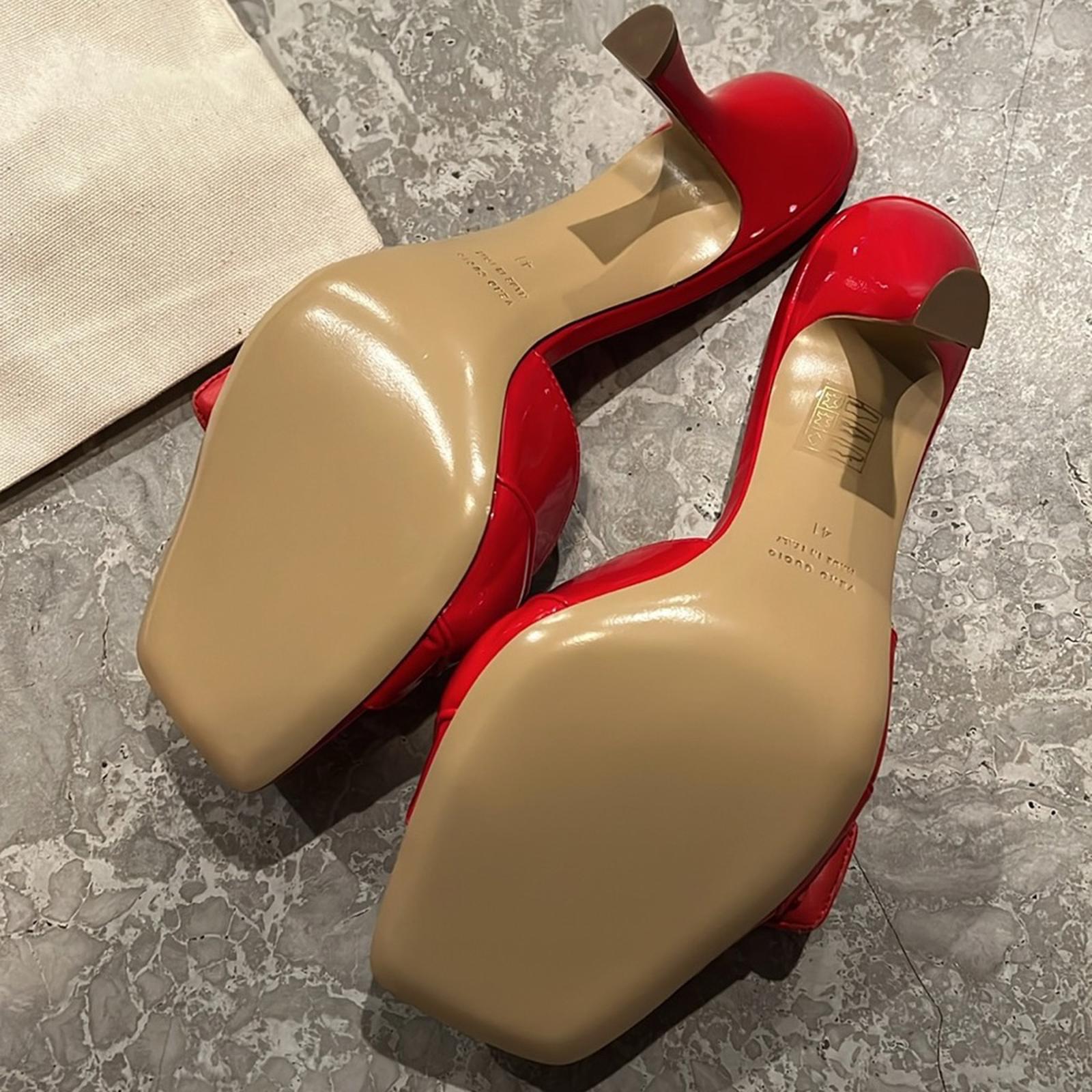 Gia Borghini Alodie Patent Leather Mules/Sandals in Red Size 41 NEW +DustBag