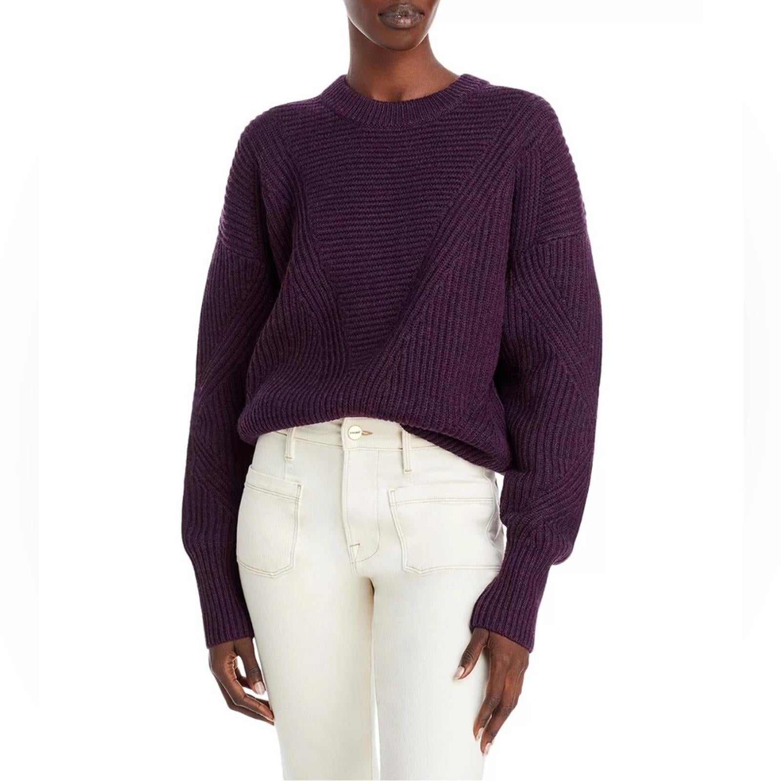 IRO Mona Wool Knit Ribbed Sweater, Dark Purple Size L, New w/Tag Retail $445