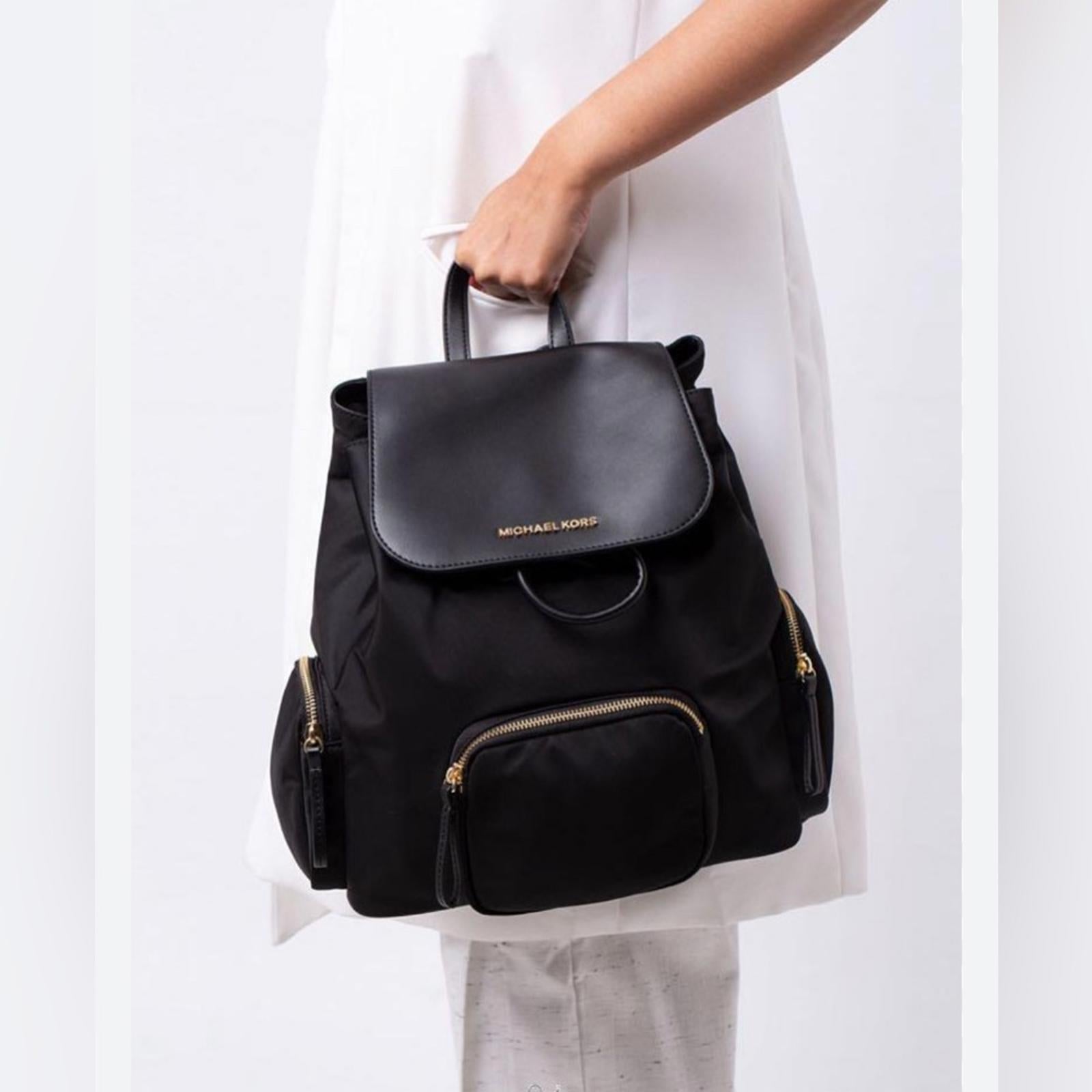 Michael Kors Abbey Large Nylon Backpack, Black New w/Tag Retail $398